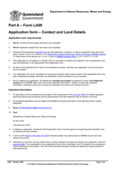 Form LA00 Part A Application Form - Contact and Land Details - Queensland, Australia