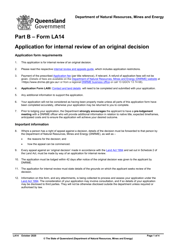 Form LA14 Part B Application for Internal Review of an Original Decision - Queensland, Australia