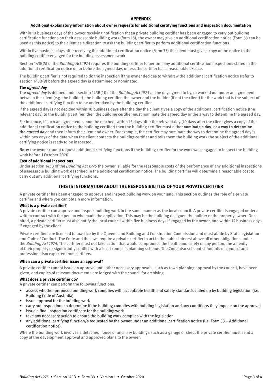 Form 33 Additional Certification Notice - Queensland, Australia, Page 3