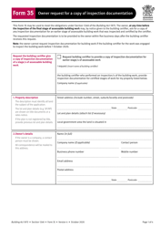 Form 35 &quot;Owner Request for a Copy of Inspection Documentation&quot; - Queensland, Australia