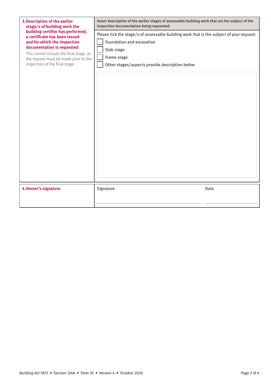 Form 35 Owner Request for a Copy of Inspection Documentation - Queensland, Australia, Page 2