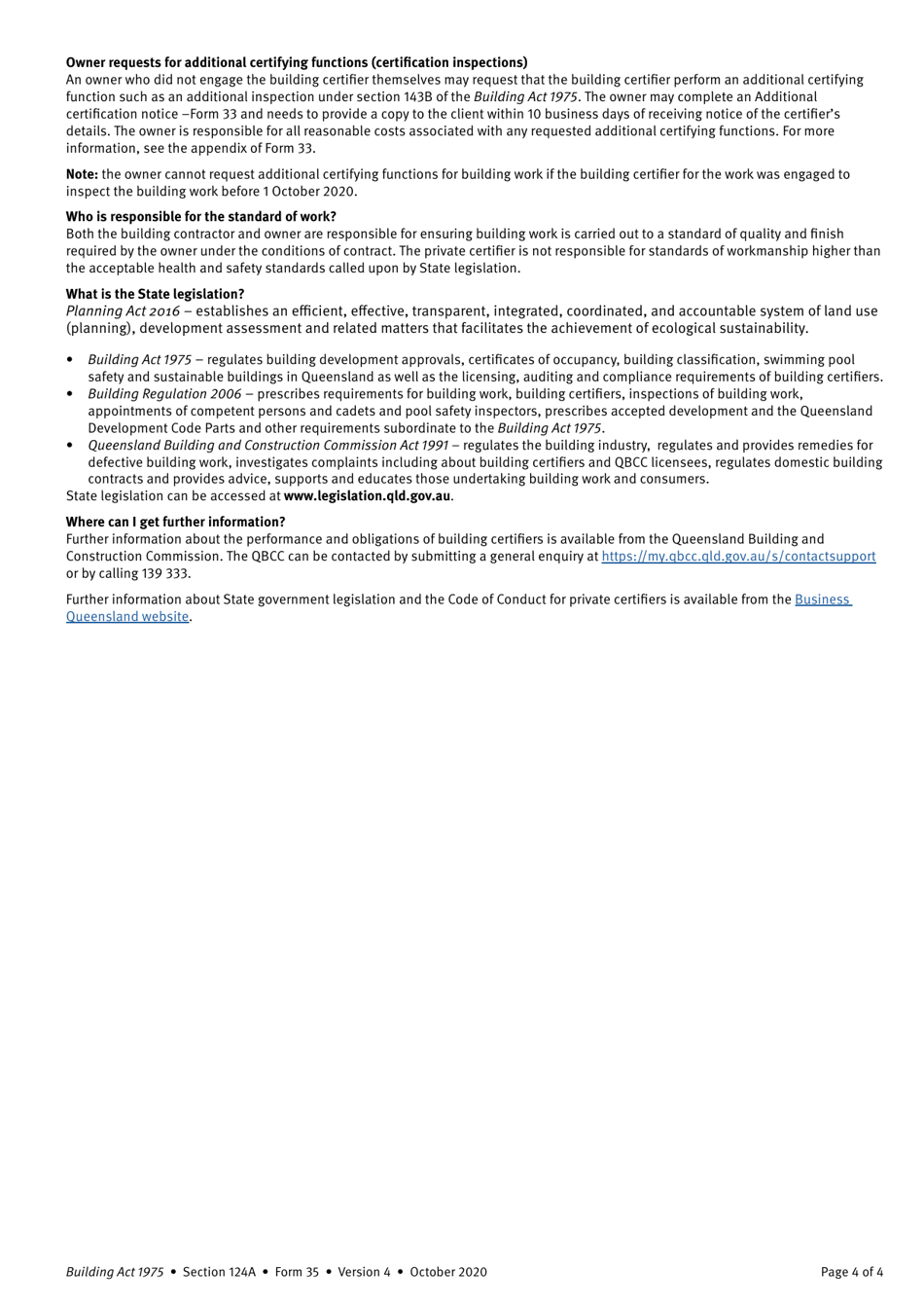 Form 35 Owner Request for a Copy of Inspection Documentation - Queensland, Australia, Page 4