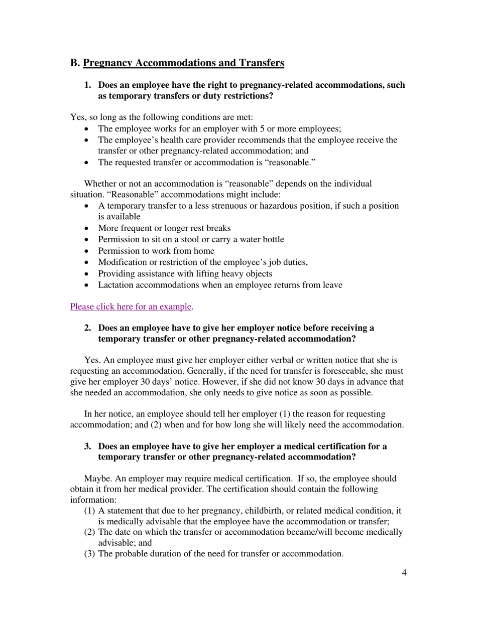 Frequently Asked Questions - Pregnancy Disability Leave, Page 4