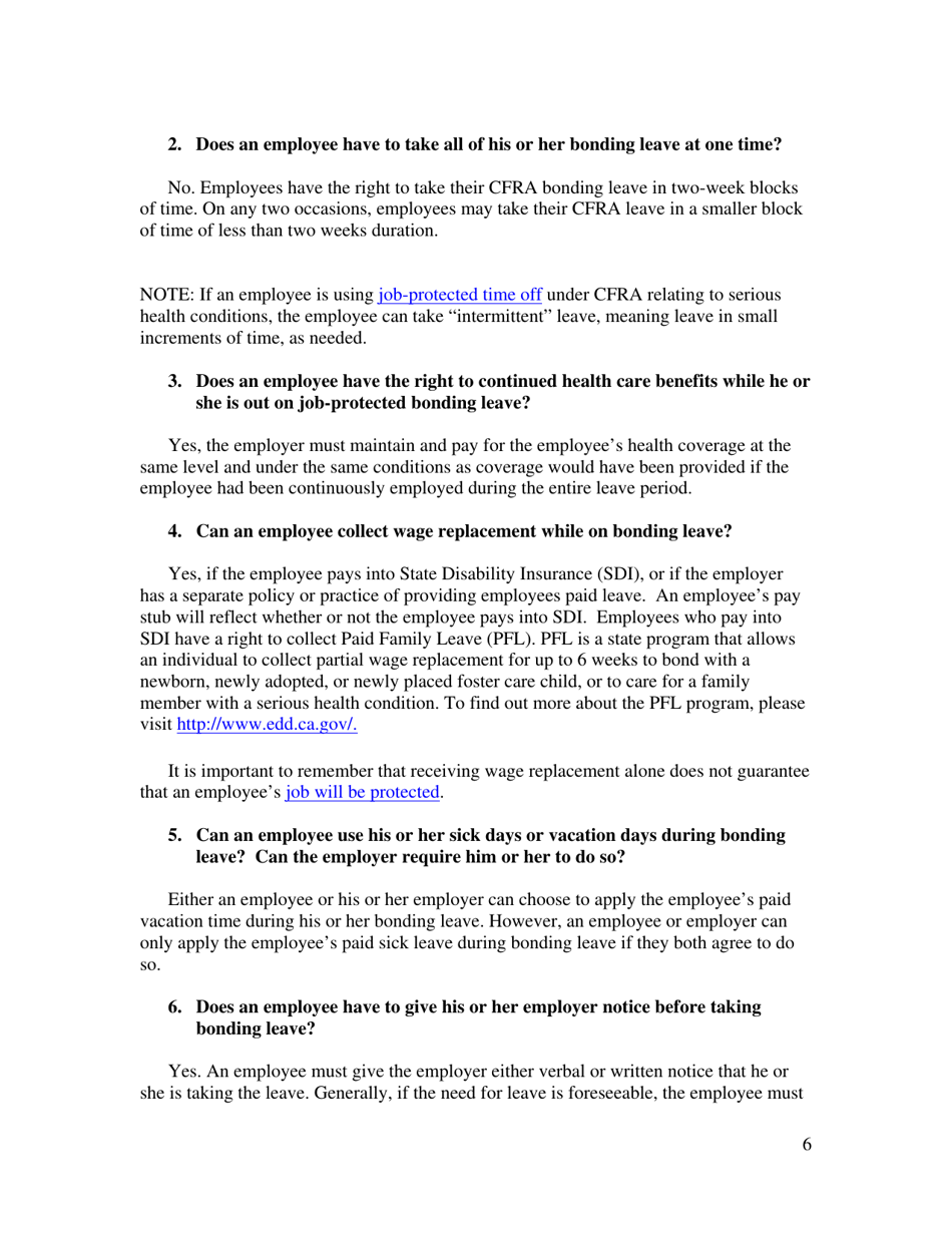 Frequently Asked Questions - Pregnancy Disability Leave, Page 6