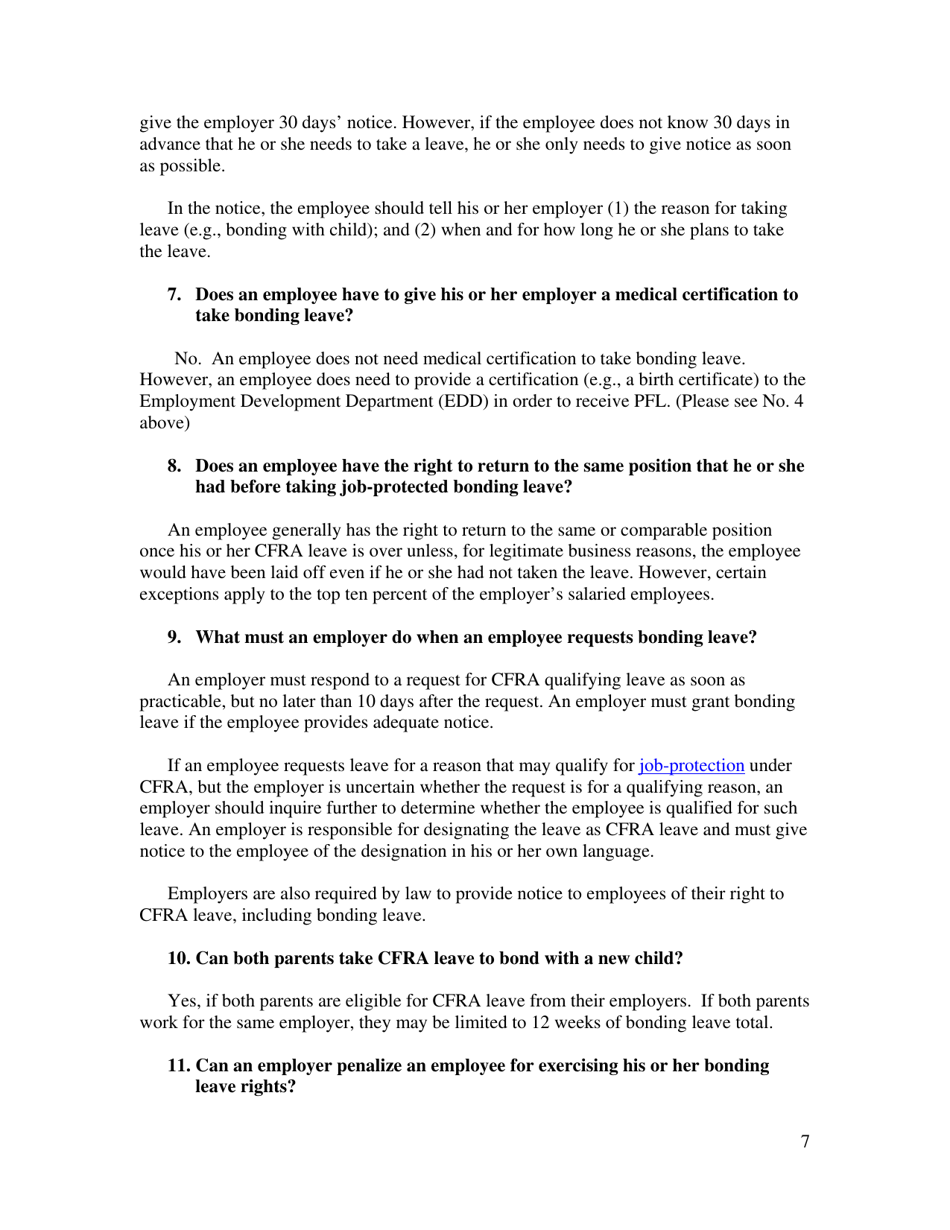 Frequently Asked Questions - Pregnancy Disability Leave, Page 7