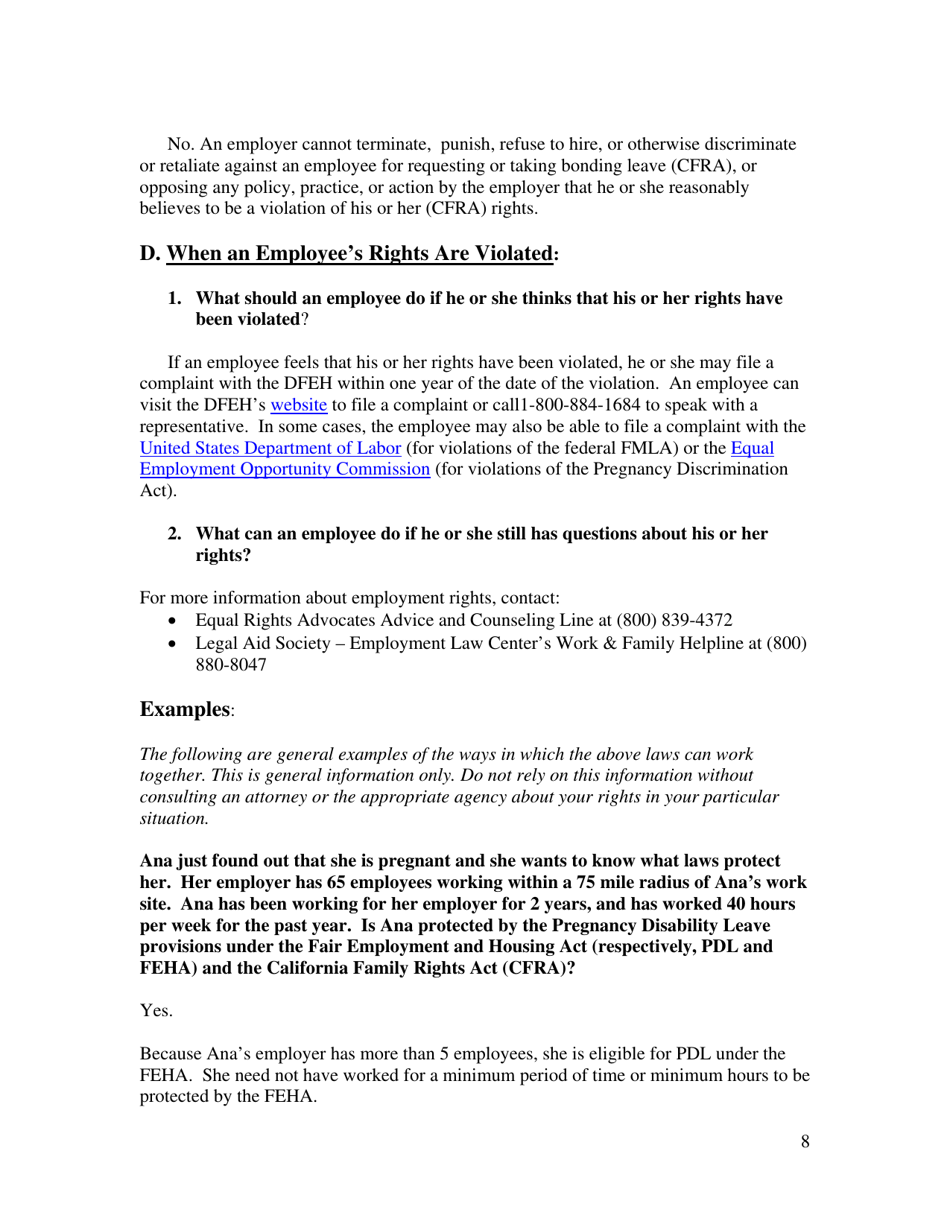 Frequently Asked Questions - Pregnancy Disability Leave, Page 8