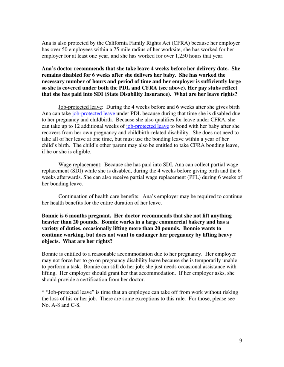 Frequently Asked Questions - Pregnancy Disability Leave, Page 9