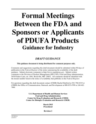 &quot;Formal Meetings Between the FDA and Sponsors or Applicants of Pdufa Products - Guidance for Industry&quot;