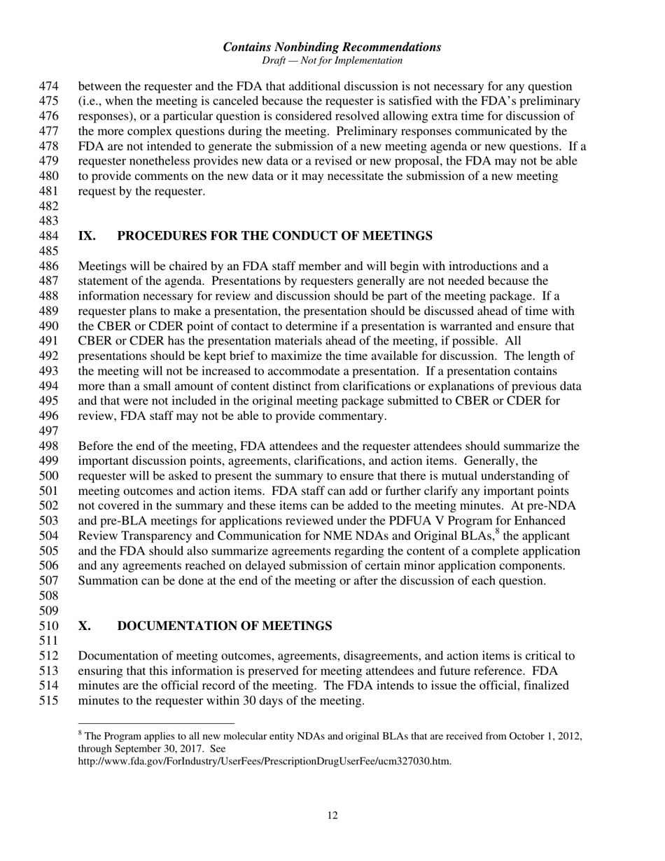 Formal Meetings Between the FDA and Sponsors or Applicants of Pdufa Products - Guidance for Industry, Page 15