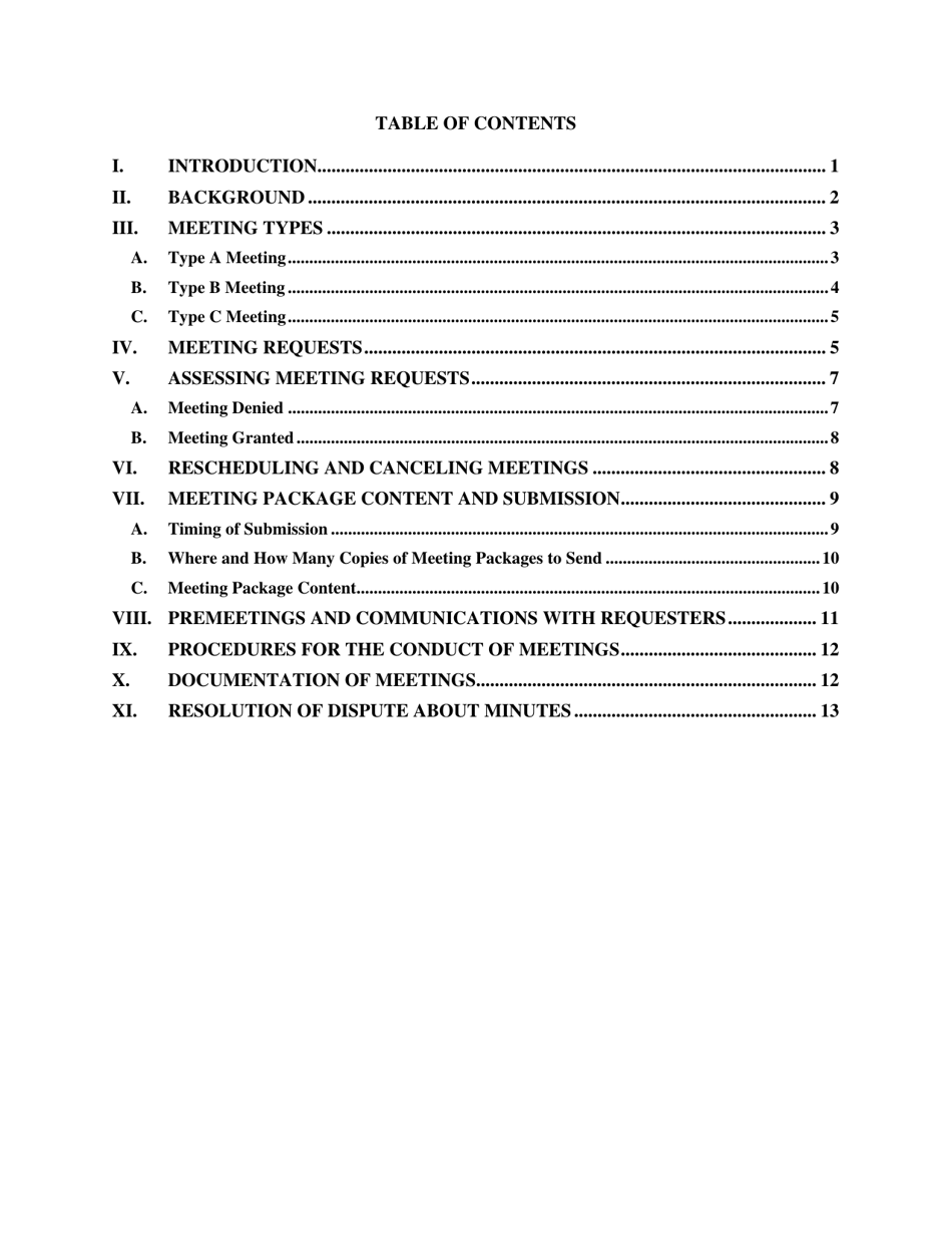 Formal Meetings Between the FDA and Sponsors or Applicants of Pdufa Products - Guidance for Industry, Page 3