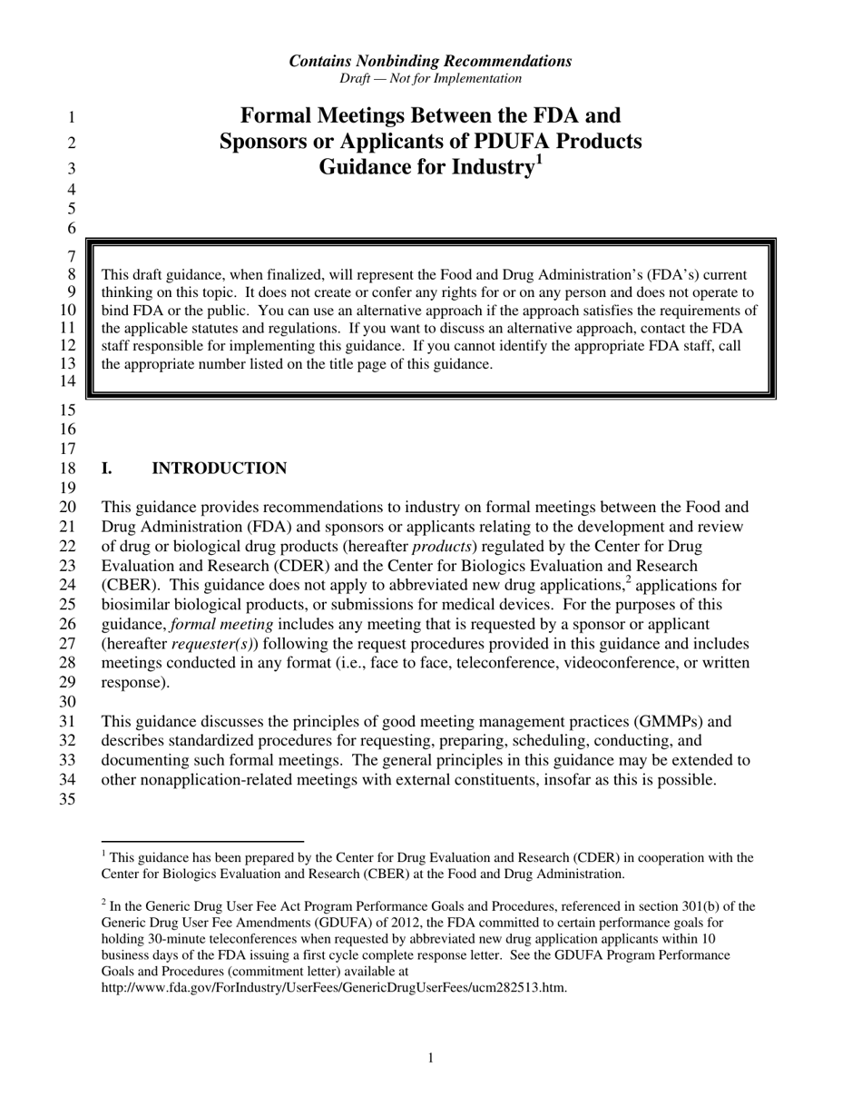 Formal Meetings Between the FDA and Sponsors or Applicants of Pdufa Products - Guidance for Industry, Page 4