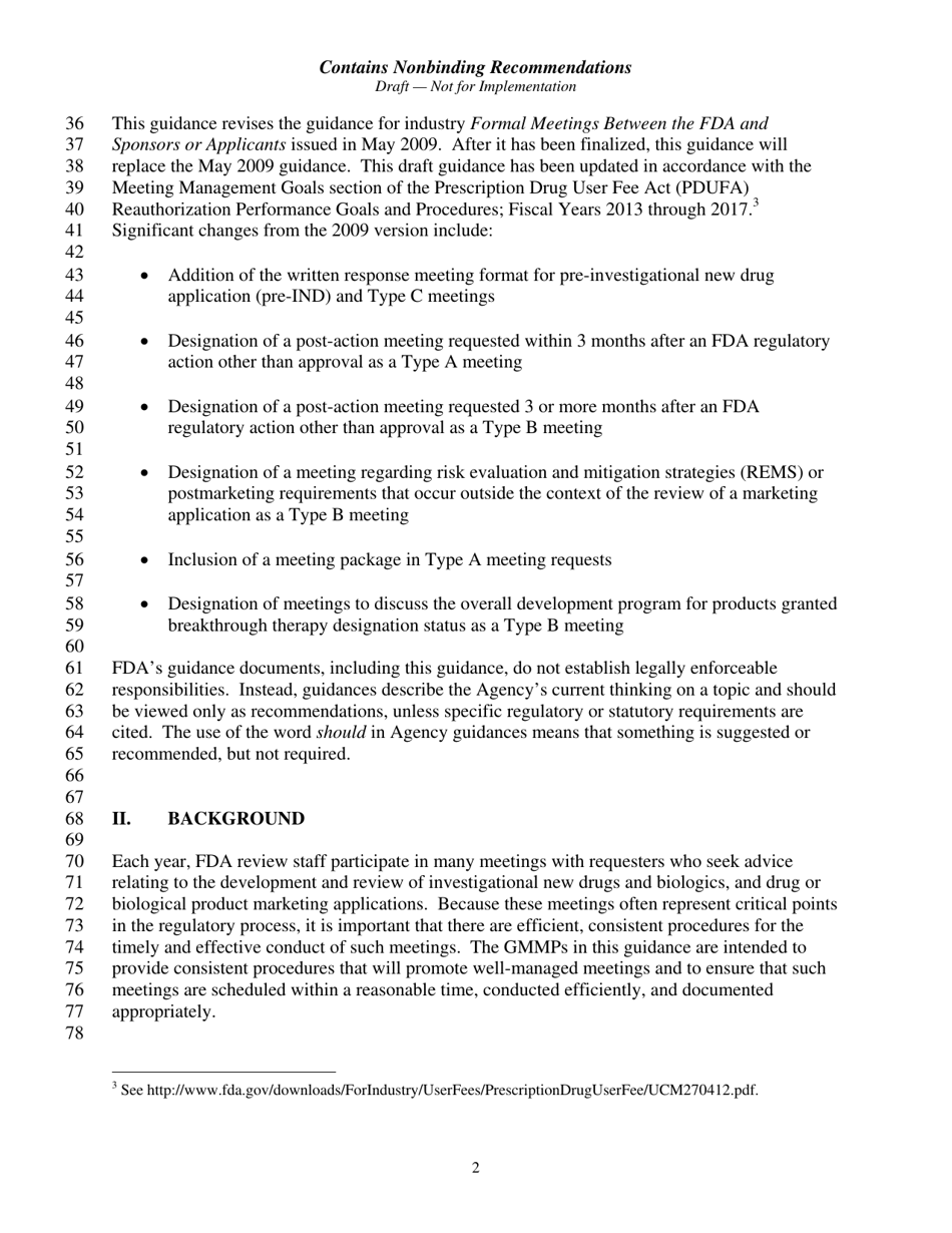 Formal Meetings Between the FDA and Sponsors or Applicants of Pdufa Products - Guidance for Industry, Page 5