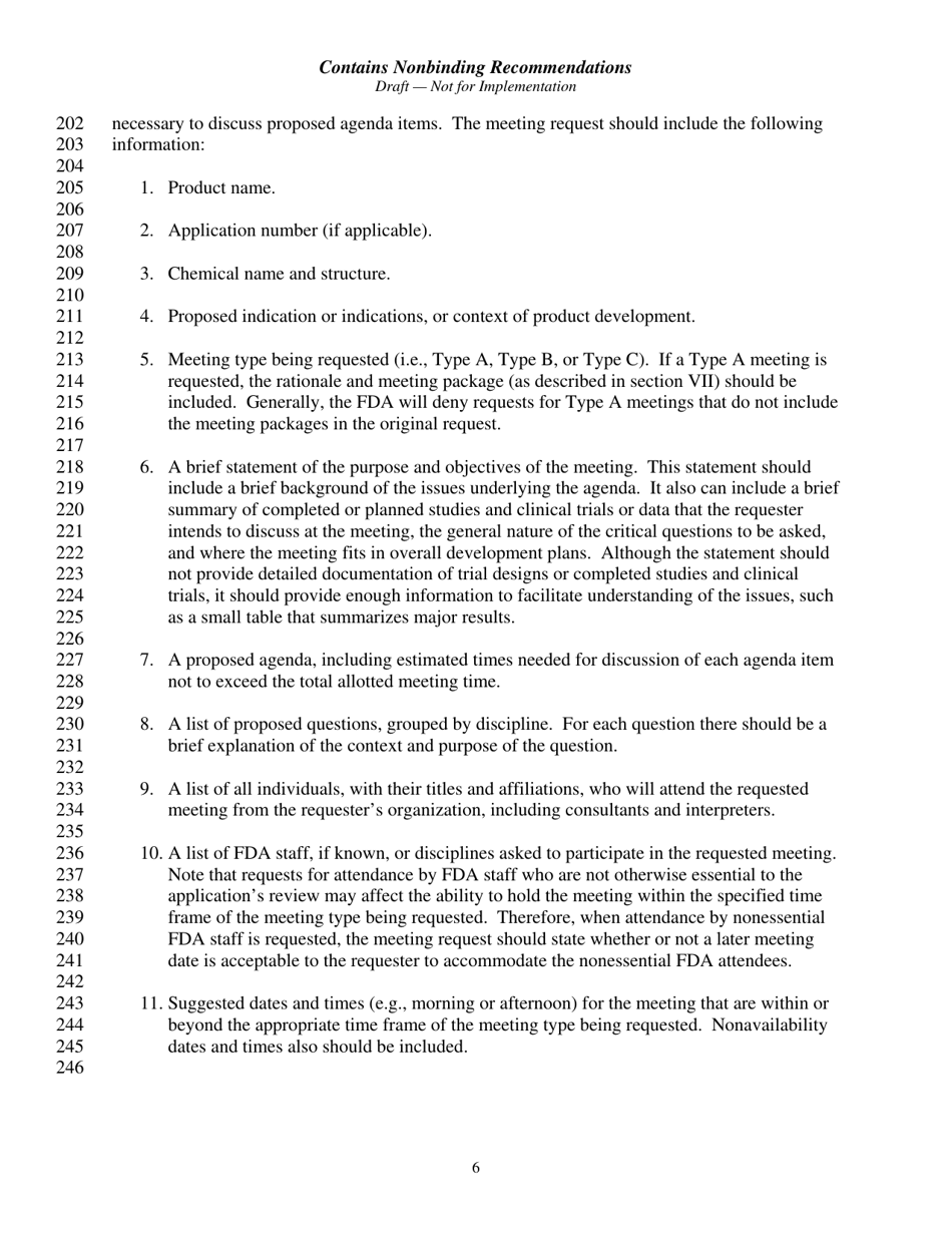 Formal Meetings Between the FDA and Sponsors or Applicants of Pdufa Products - Guidance for Industry, Page 9