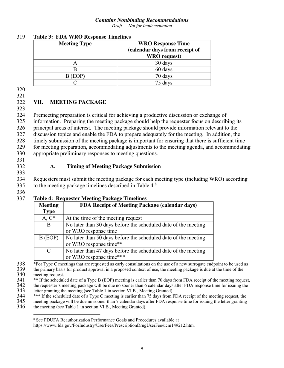 Formal Meetings Between the FDA and Sponsors or Applicants of Pdufa Products - Guidance for Industry, Page 12