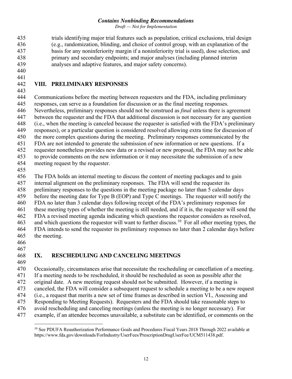 Formal Meetings Between the FDA and Sponsors or Applicants of Pdufa Products - Guidance for Industry, Page 15