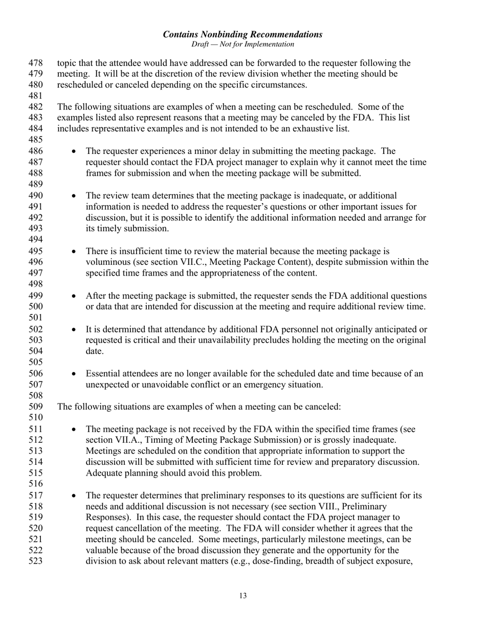 Formal Meetings Between the FDA and Sponsors or Applicants of Pdufa Products - Guidance for Industry, Page 16