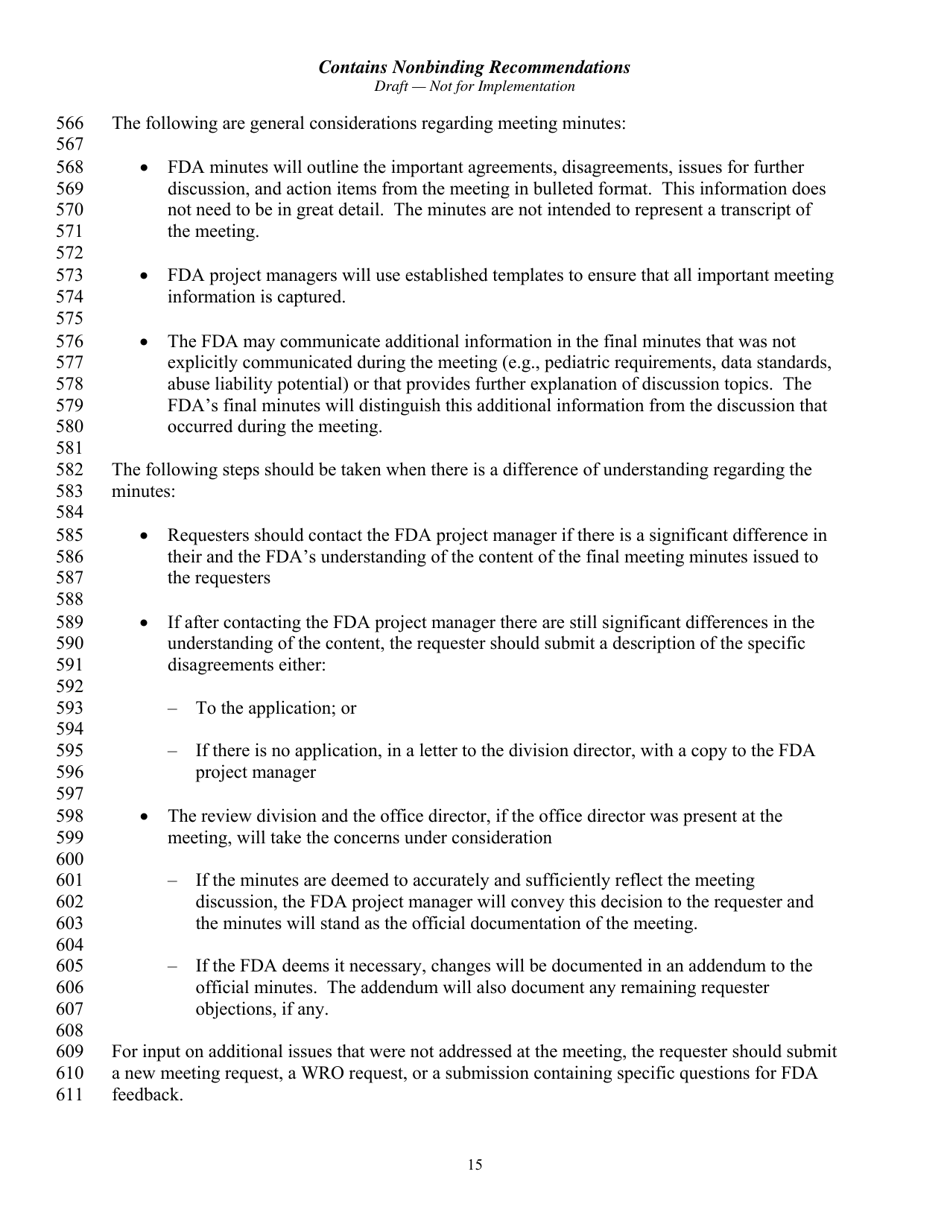 Formal Meetings Between the FDA and Sponsors or Applicants of Pdufa Products - Guidance for Industry, Page 18