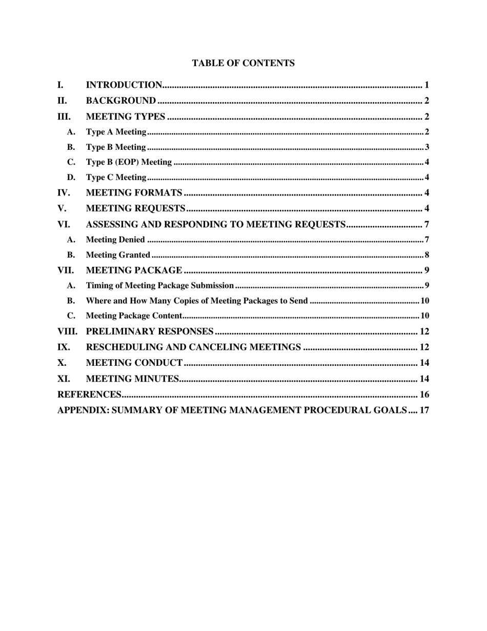 Formal Meetings Between the FDA and Sponsors or Applicants of Pdufa Products - Guidance for Industry, Page 3