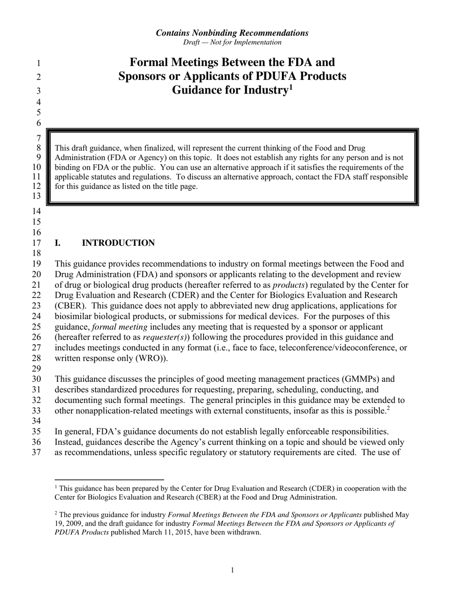 Formal Meetings Between the FDA and Sponsors or Applicants of Pdufa Products - Guidance for Industry, Page 4