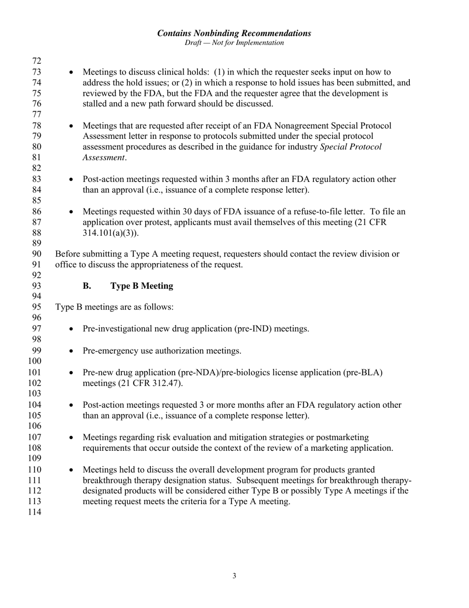 Formal Meetings Between the FDA and Sponsors or Applicants of Pdufa Products - Guidance for Industry, Page 6