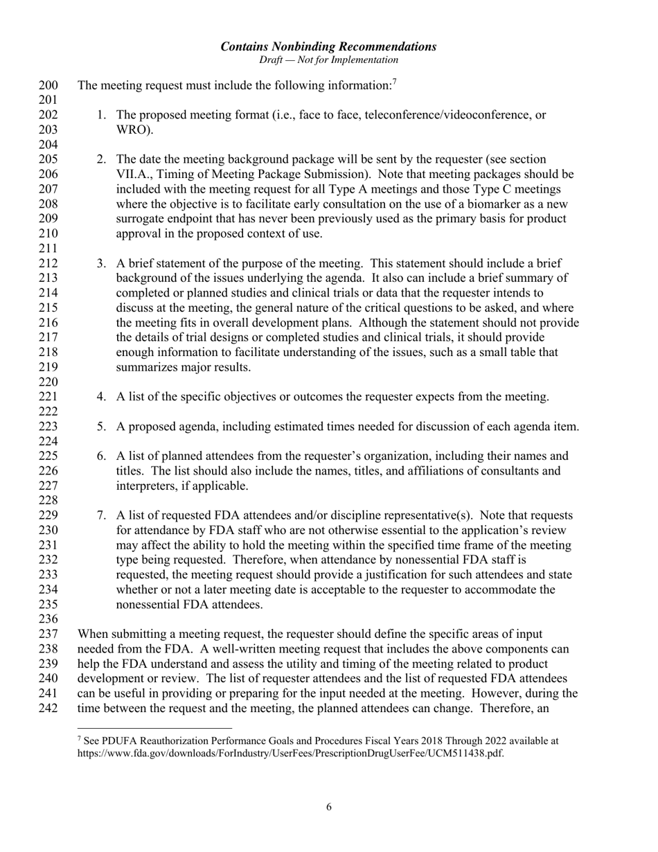 Formal Meetings Between the FDA and Sponsors or Applicants of Pdufa Products - Guidance for Industry, Page 9