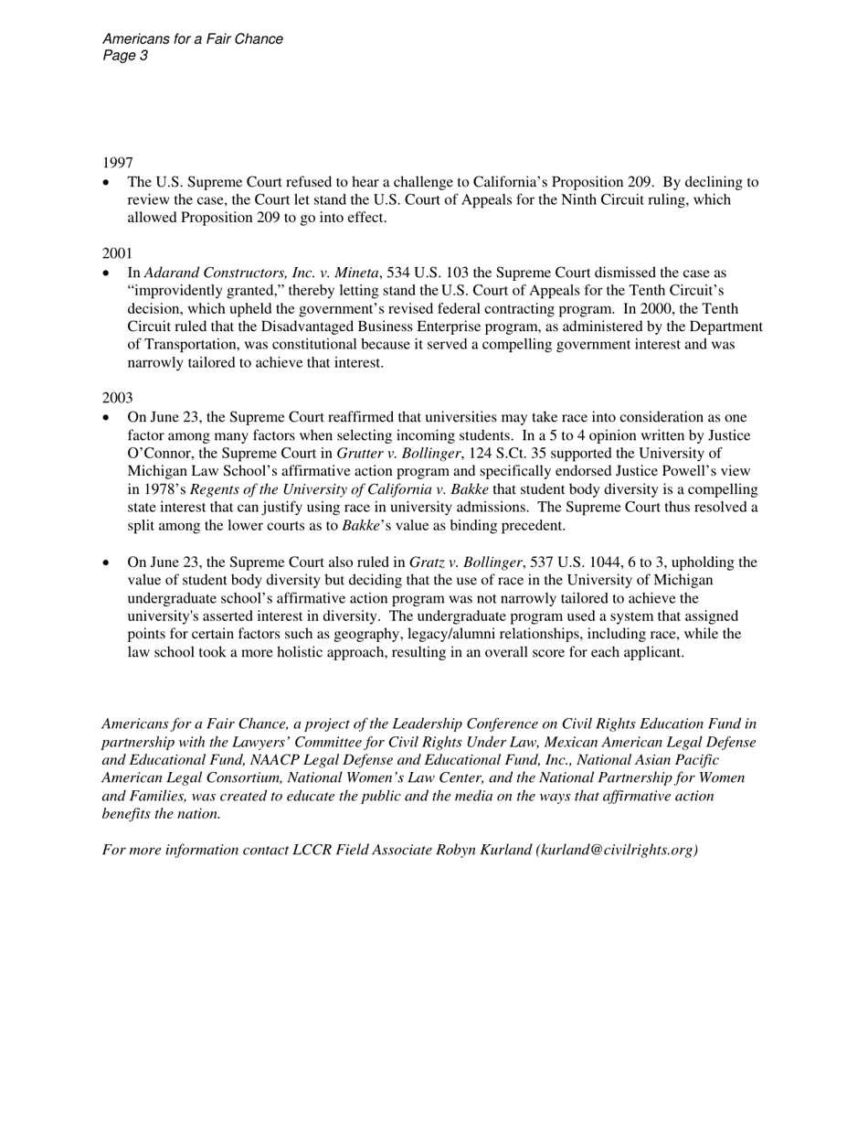 Affirmative Action Fact Sheets - Americans for a Fair Chance, Page 11