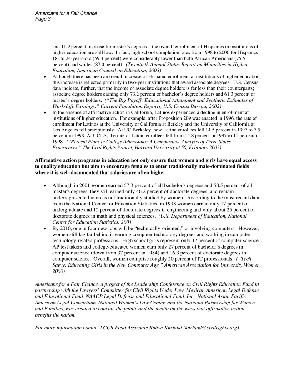 Affirmative Action Fact Sheets - Americans for a Fair Chance, Page 24