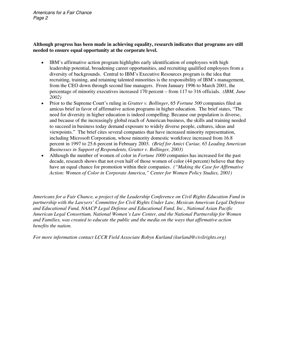 Affirmative Action Fact Sheets - Americans for a Fair Chance, Page 26
