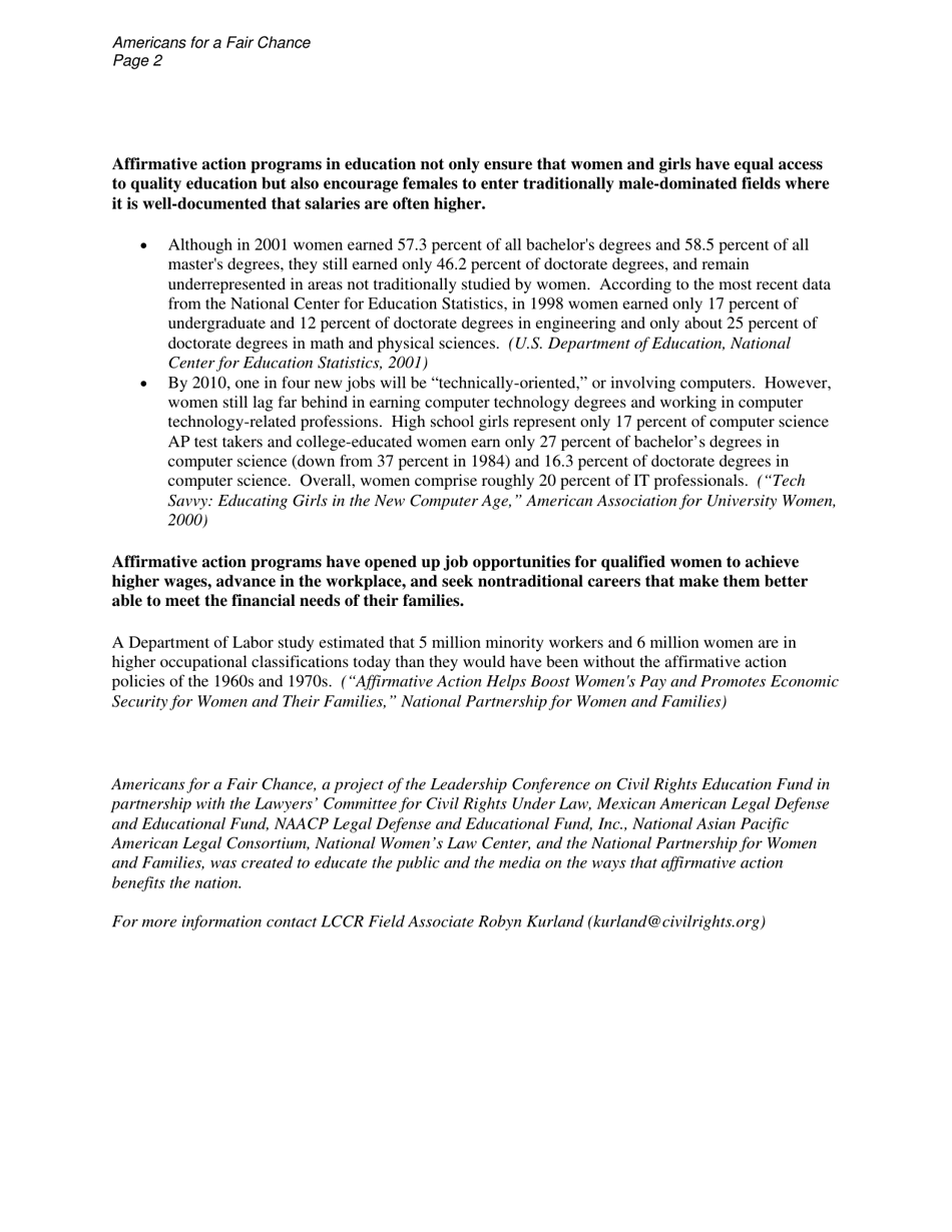 Affirmative Action Fact Sheets - Americans for a Fair Chance, Page 35