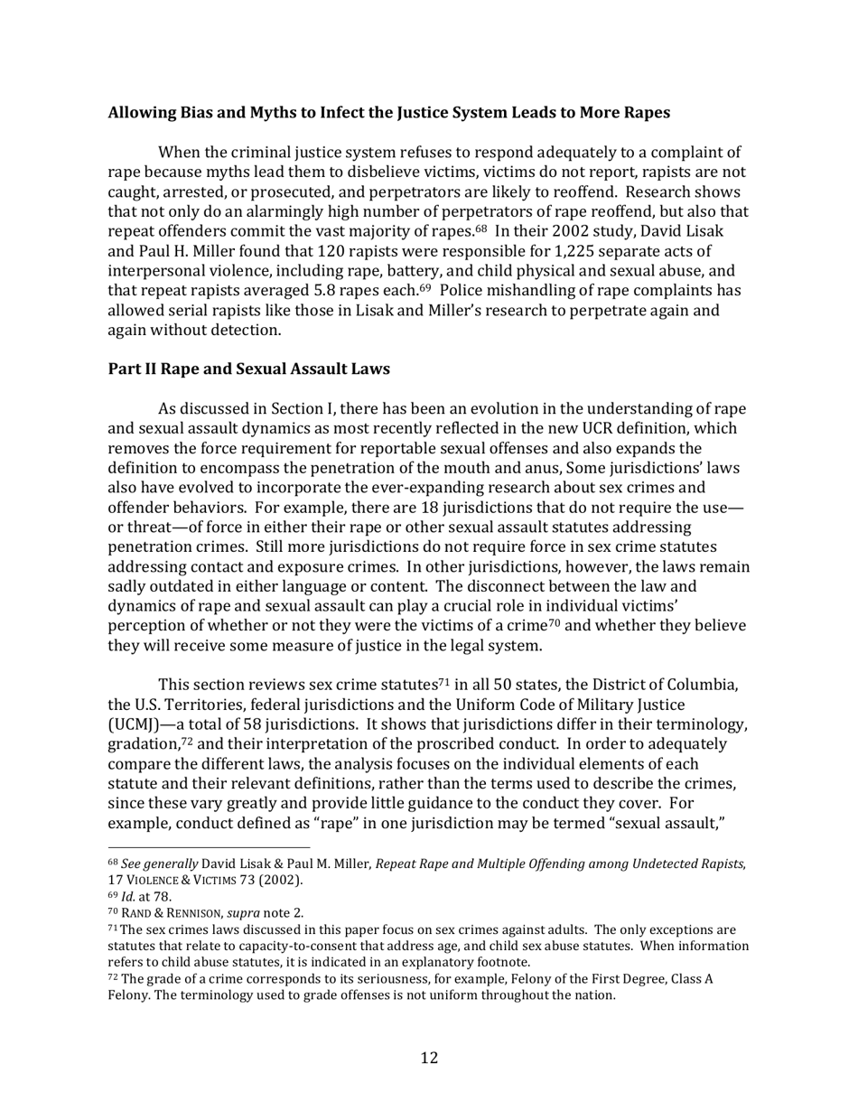 Rape and Sexual Assault in the Legal System - Carol E. Tracy, Terry L. Fromson, Womens Law Project Jennifer Gentile Long, Charlene Whitman, Aequitas, Page 12