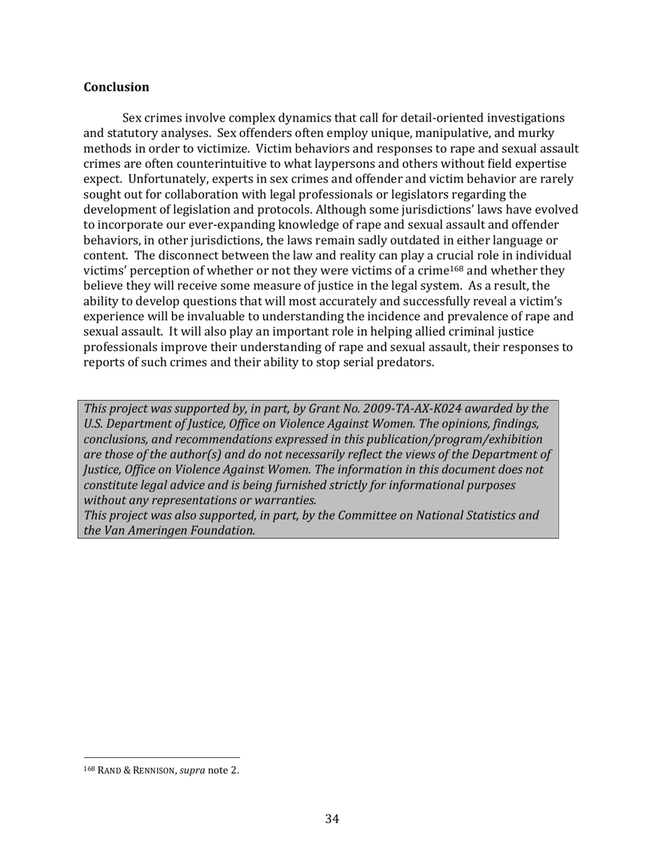 Rape and Sexual Assault in the Legal System - Carol E. Tracy, Terry L. Fromson, Womens Law Project Jennifer Gentile Long, Charlene Whitman, Aequitas, Page 34