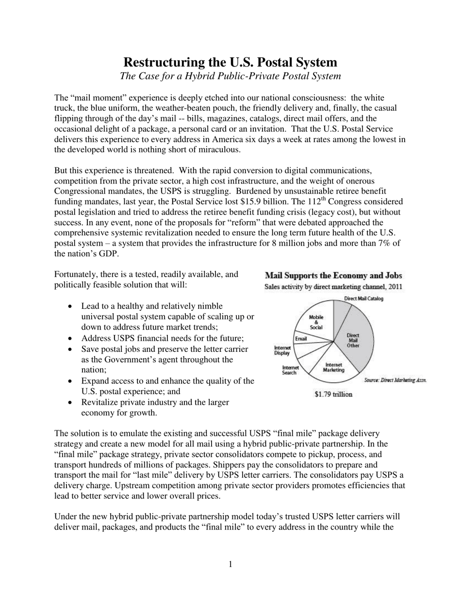 Restructuring the U.S. Postal Service - the Case for a Hybrid Public-Private Partnership, Page 3