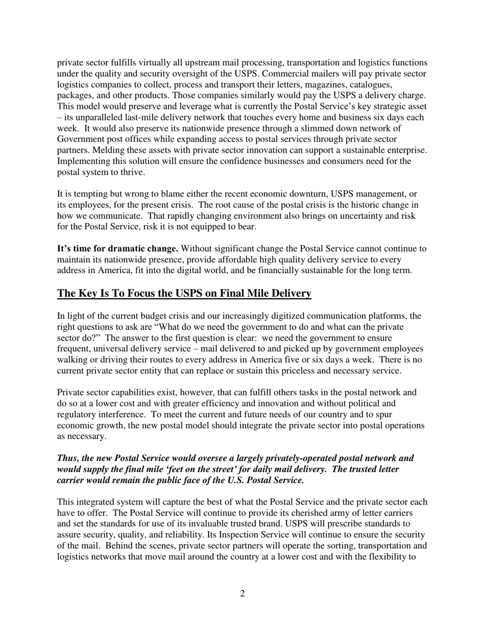 Restructuring the U.S. Postal Service - the Case for a Hybrid Public-Private Partnership, Page 4