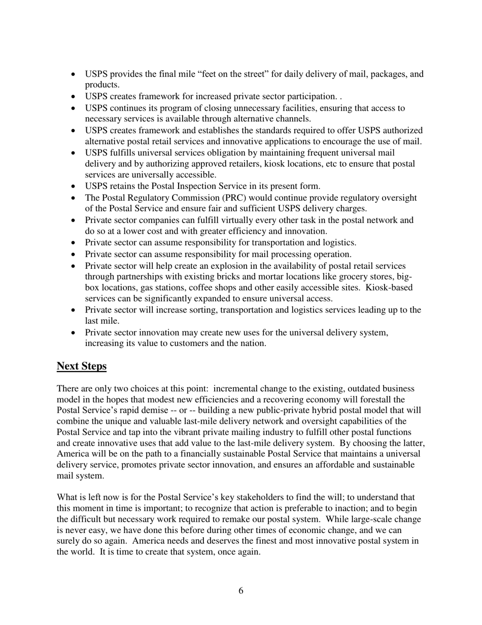 Restructuring the U.S. Postal Service - the Case for a Hybrid Public-Private Partnership, Page 8