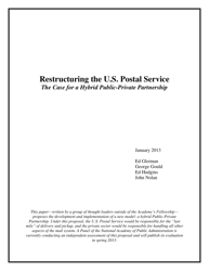 Document preview: Restructuring the U.S. Postal Service - the Case for a Hybrid Public-Private Partnership