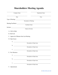 Document preview: Shareholders Meeting Agenda Template