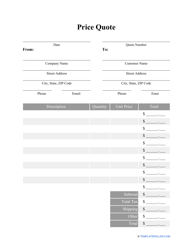 Document preview: Price Quote Template