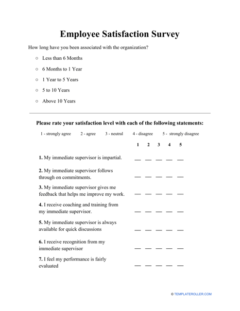 Employee Satisfaction Survey Template Download Pdf