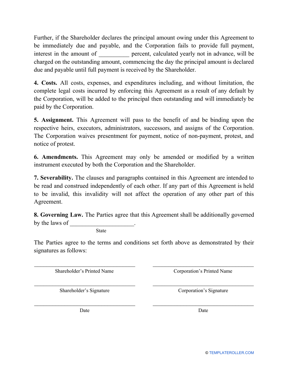 Shareholder Loan Agreement Template Fill Out Sign Online and