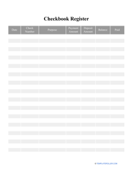 Document preview: Checkbook Register Template