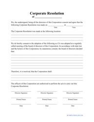 Document preview: Corporate Resolution Template