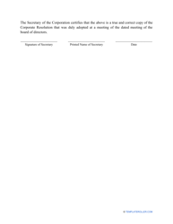 Corporate Resolution Template, Page 2