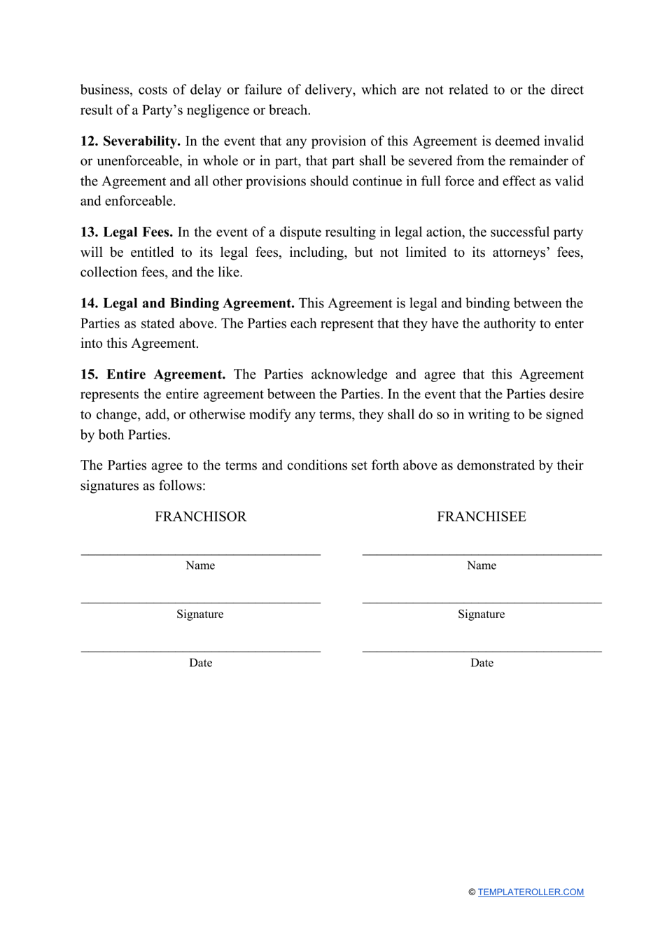 Franchise Agreement Template, Page 4