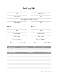 Document preview: Packing Slip Template