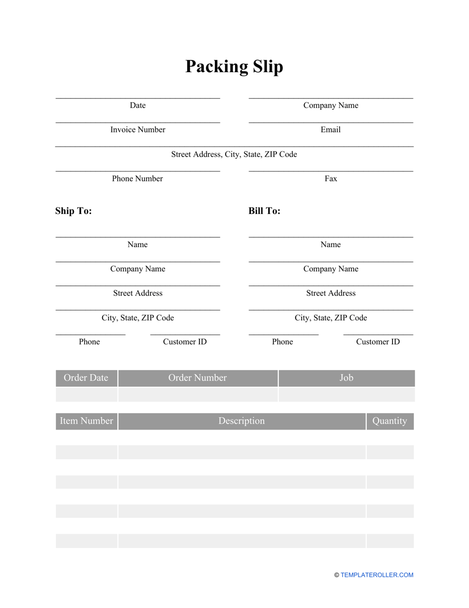 Google Sheets Packing Slip Template