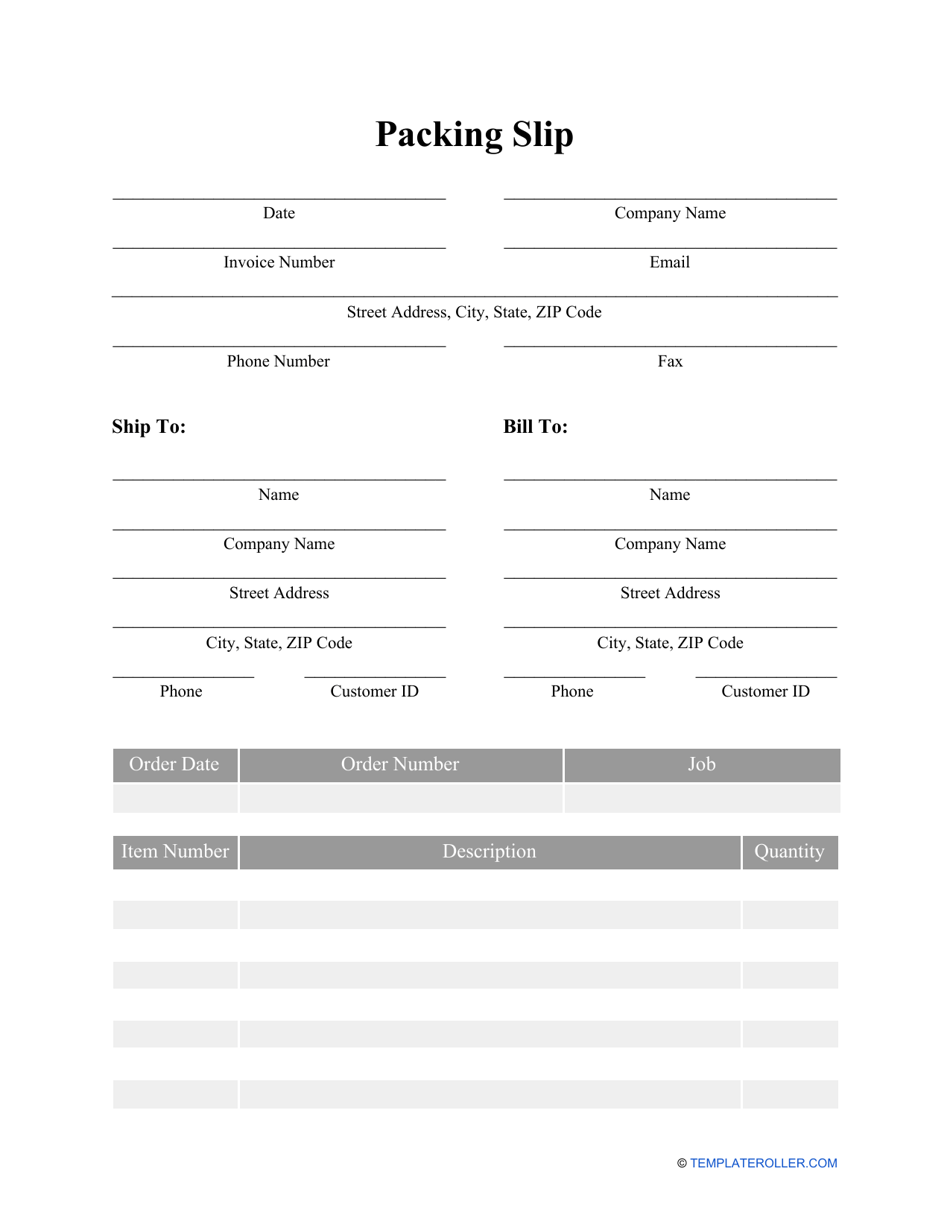 Packing Slip Template, Page 1