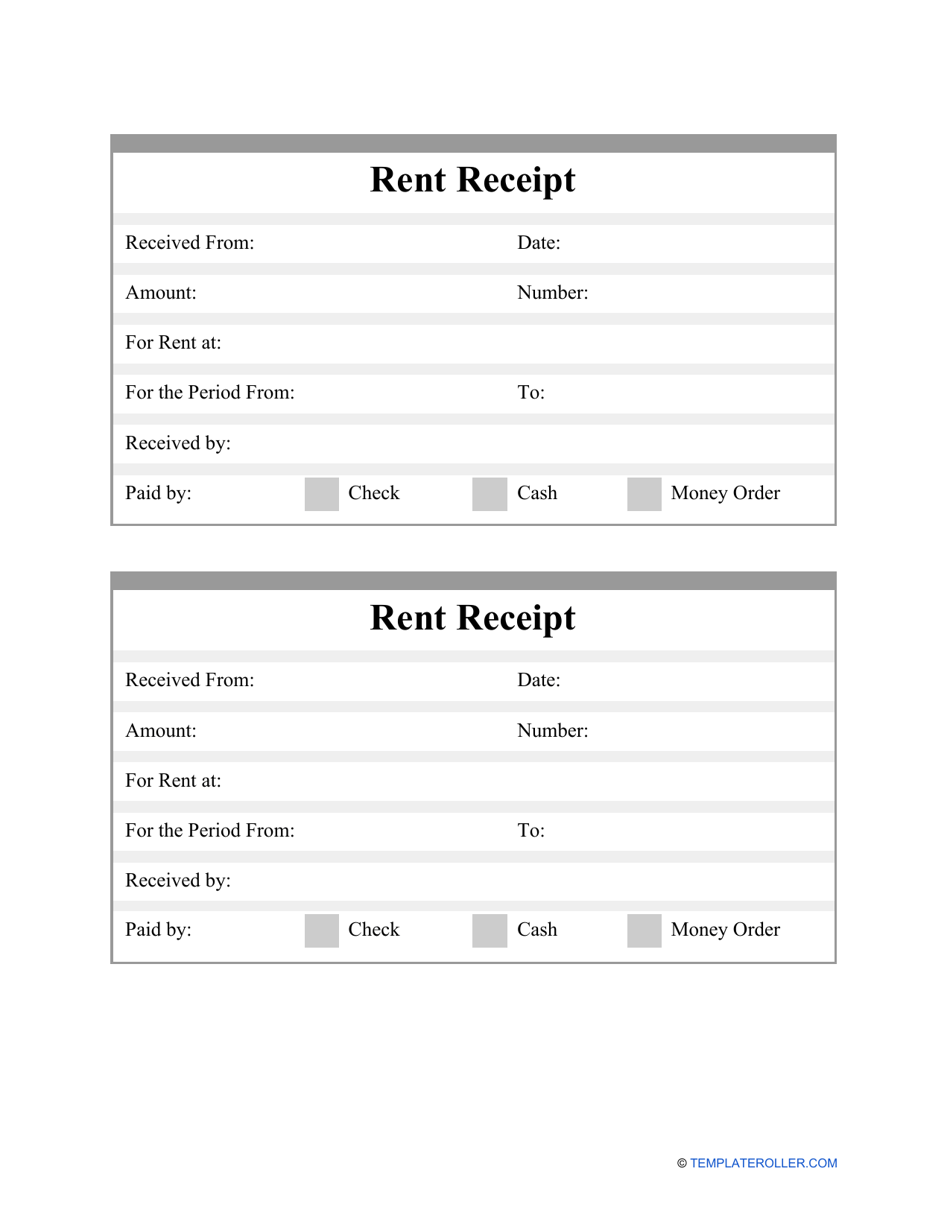 Rent Receipt Template Fill Out, Sign Online and Download PDF