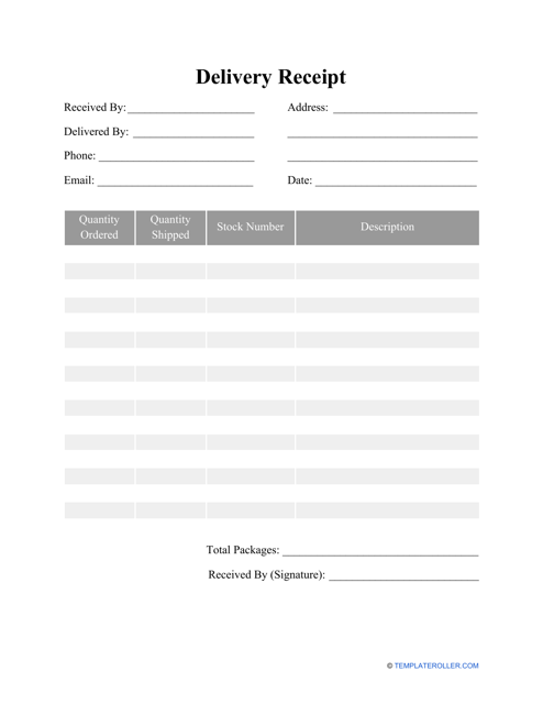 "Delivery Receipt Template" Download Pdf