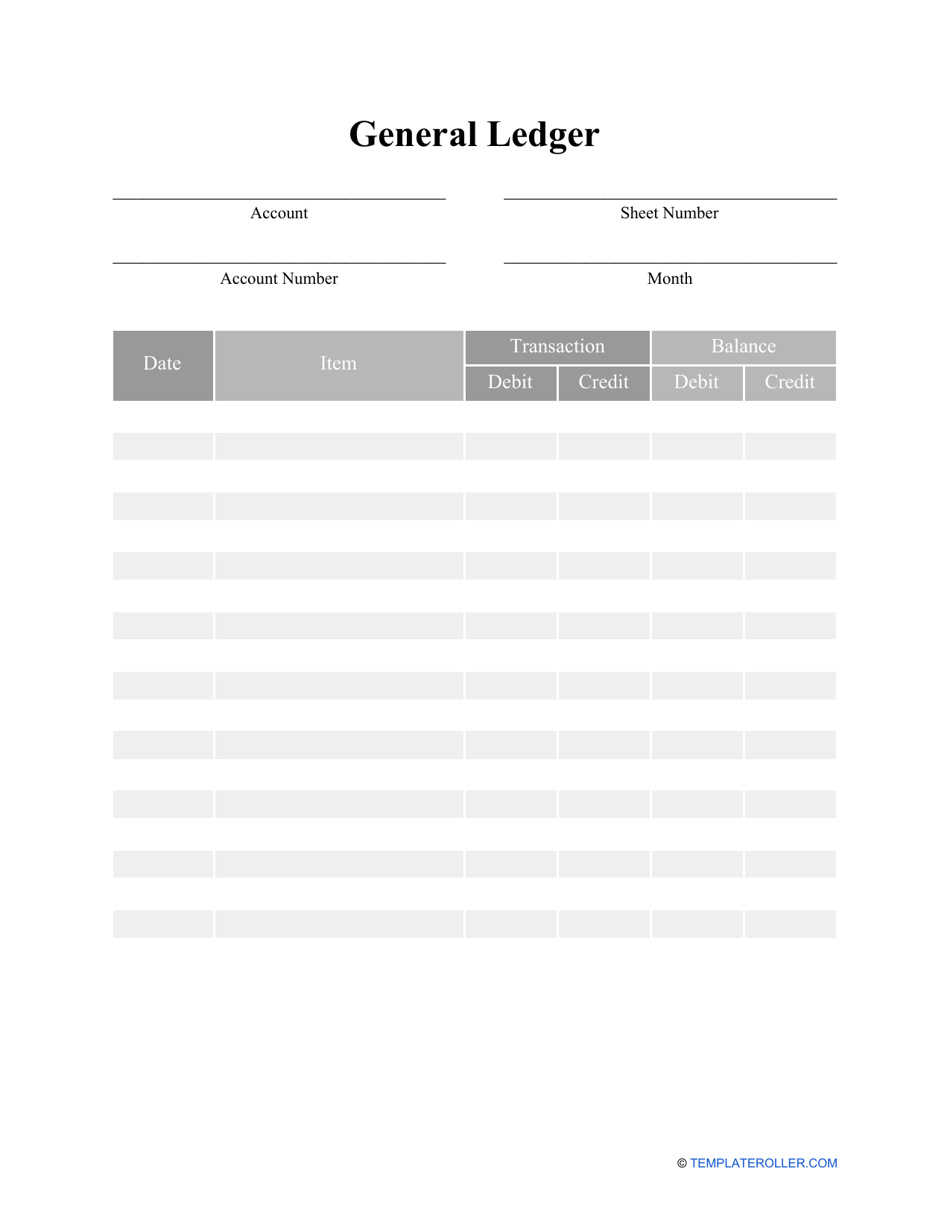 General Ledger Template, Page 1