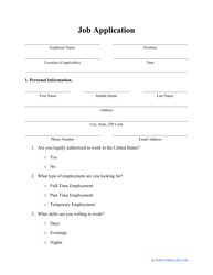 Document preview: Job Application Template
